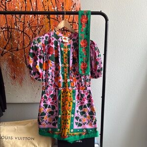 FARM Rio Pink and Green Floral Romper